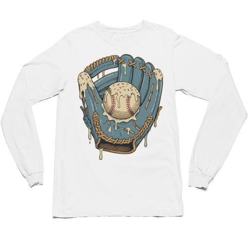 Baseball Drip Ice Cream Glove With Sprinkles And Ball Youth Premium Tri-Blend Unisex Long Sleeve T-Shirt - Sportilla