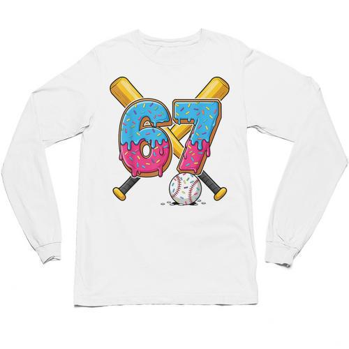 Baseball Drip Number 67 Player 67th Birthday Meme Gen Alpha Unisex Long Sleeve T-Shirt - Sportilla