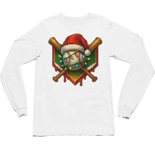 Baseball Xmas Christmas Baseball Ice Cream Drip Boys Unisex Long Sleeve T-Shirt - Sportilla