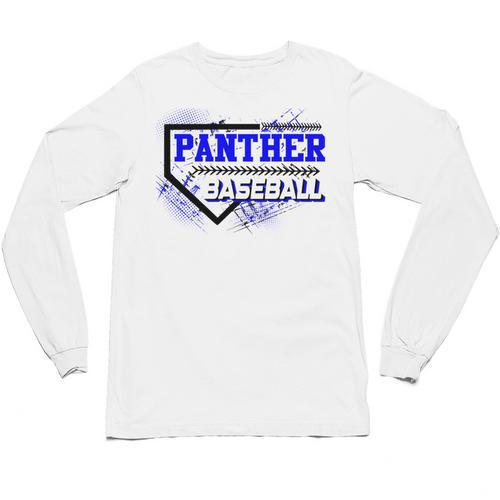 Blue Panther Baseball Home Plate Game Day Mascot Panther Unisex Long Sleeve T-Shirt - Sportilla