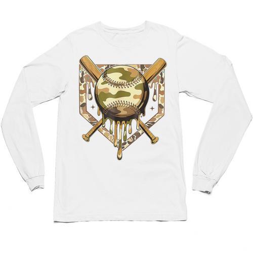 Camo Baseball Dripping Military Camouflage Sports Men Boy Unisex Long Sleeve T-Shirt - Sportilla
