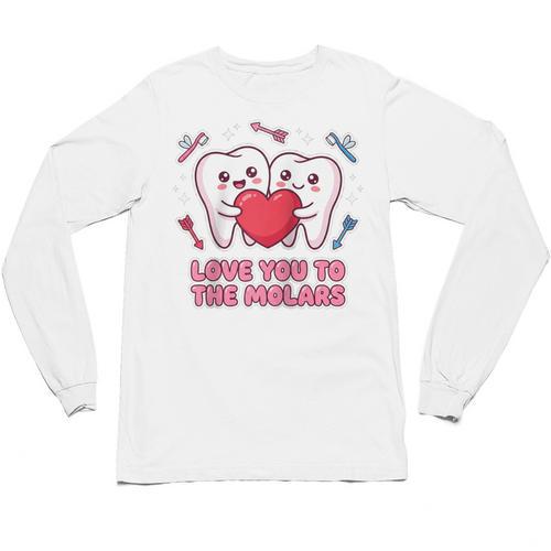 Cute Dentist Valentine Love You To The Molars Teeth Pun Raglan Baseball Tee Unisex Long Sleeve T-Shirt - Sportilla
