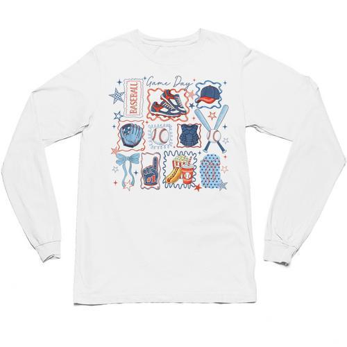 Game Day Baseball Lover Coquette Bow Girl Women Kid Mom Mama Unisex Long Sleeve T-Shirt - Sportilla