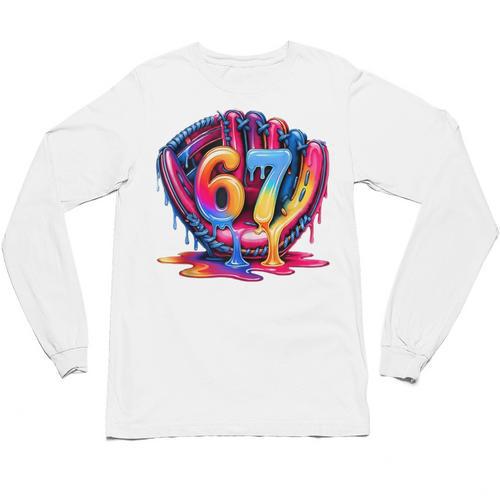 Gen Alpha Slang Ice Cream Drip Six Seven 67 Baseball Catcher Unisex Long Sleeve T-Shirt - Sportilla