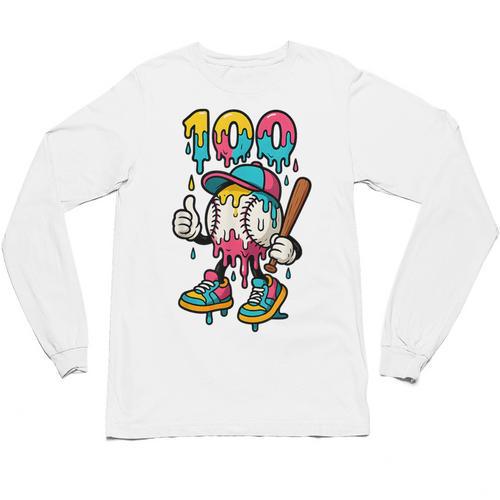 Ice Cream Drip Baseball Party 100 Days Of School Teacher Unisex Long Sleeve T-Shirt - Sportilla