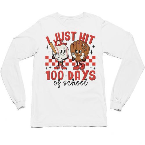 I Just Hit 100 Days Of School Baseball 100th Day Teacher Kid Unisex Long Sleeve T-Shirt - Sportilla
