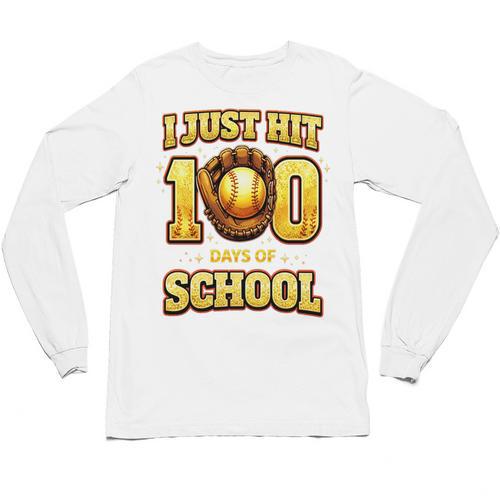 I Just Hit 100 Days Of School Baseball Boys Kids 100th Day Unisex Long Sleeve T-Shirt - Sportilla