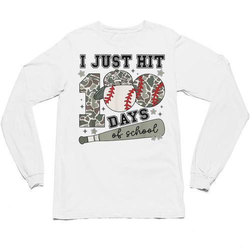 I Just Hit 100 Days Of School Camo Baseball 100 Days Smarter Unisex Long Sleeve T-Shirt - Sportilla