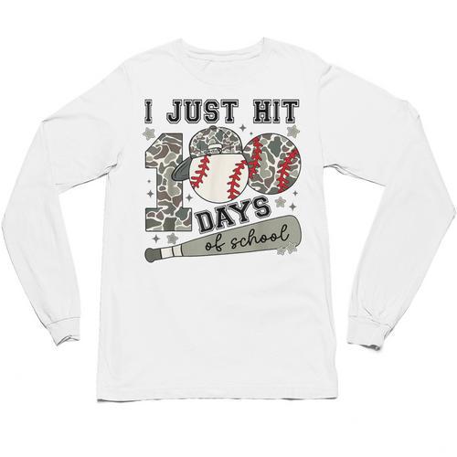 I Just Hit 100 Days Of School Teacher Baseball Boys Kids Unisex Long Sleeve T-Shirt - Sportilla
