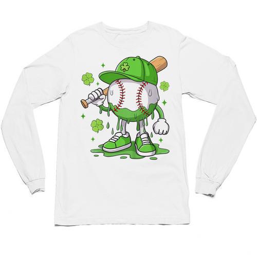 Kids Boys Happy St Patricks Day Kids Baseball Ice Cream Drip Unisex Long Sleeve T-Shirt - Sportilla