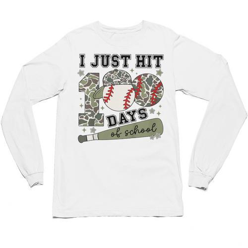 Kids I Just Hit 100 Days Boys 100 Days Of School Baseball Kids Unisex Long Sleeve T-Shirt - Sportilla