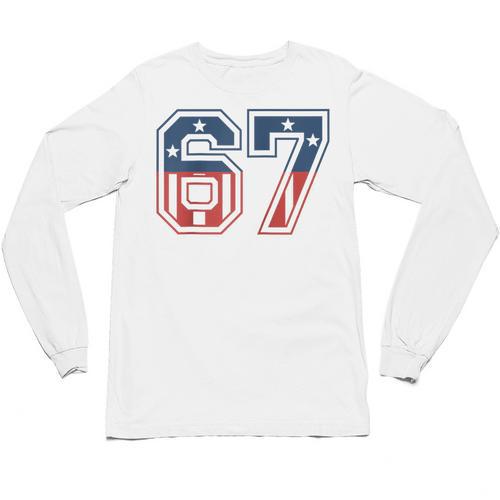 Number 67 USA Raglan Baseball Tee Unisex Long Sleeve T-Shirt - Sportilla
