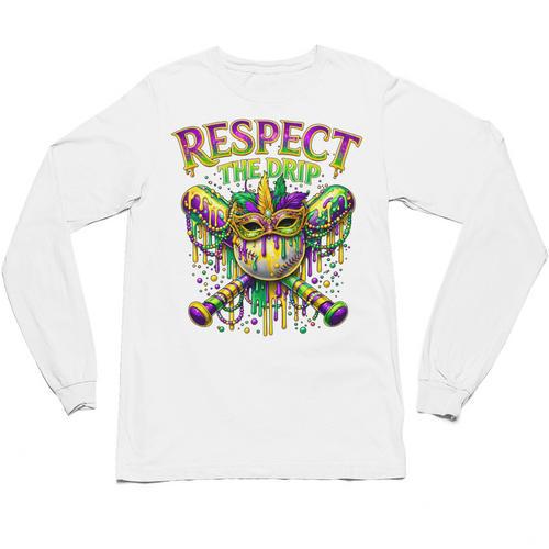 Respect The Drip Mardi Gras Baseball Ice Cream Boys Carnival Unisex Long Sleeve T-Shirt - Sportilla