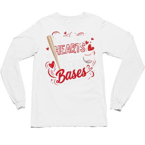 Stealing Hearts Like I Steal Bases Softball Baseball Batter Unisex Long Sleeve T-Shirt - Sportilla