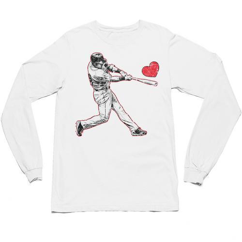 Valentines Baseball Batter Heart Player Silhouette Premium Tri-Blend Unisex Long Sleeve T-Shirt - Sportilla