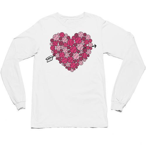 Valentine's Day Baseball Heart Softball Player Sports Lover Unisex Long Sleeve T-Shirt - Sportilla