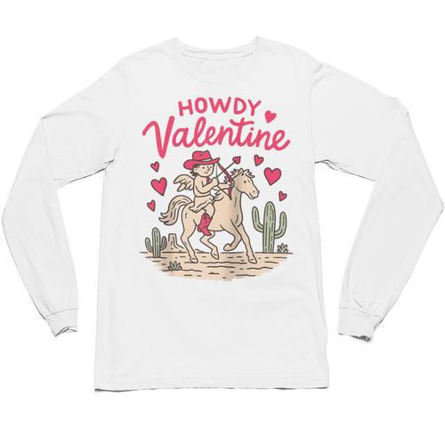 Valentine’s Day Western Life Cowboys Cupid Howdy Valentine Raglan Baseball Tee Unisex Long Sleeve T-Shirt - Sportilla