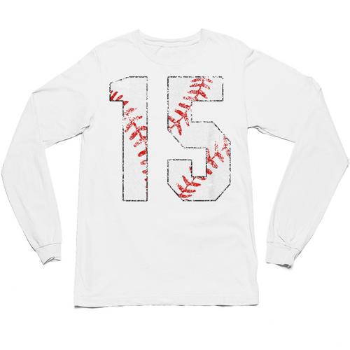 Vintage Distressed Baseball Number 15 Jersey Player Uniform Unisex Long Sleeve T-Shirt - Sportilla