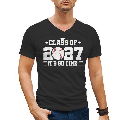 2027 Back To School Baseball 2027 Graduation Class Of 2027 Men's V-Neck T-Shirt - Sportilla