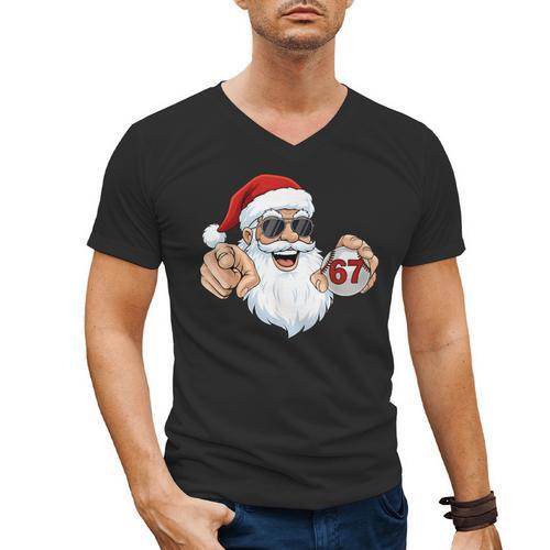 67 Baseball Santa Six Seven Meme Christmas Men Women Kids Men's V-Neck T-Shirt - Sportilla