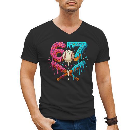 67 Ice Cream Drip Baseball Meme – Six Seven Gen Alpha Men's V-Neck T-Shirt - Sportilla