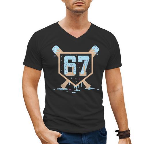 67 Ice Cream Drip Baseball Meme Six Seven Gen Alpha Men's V-Neck T-Shirt - Sportilla