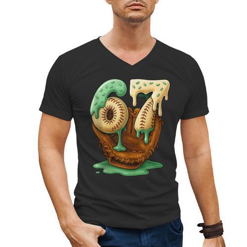 67 Ice Cream Drip Six Seven Baseball Men's V-Neck T-Shirt - Sportilla