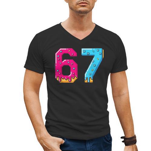 67 Shirt Baseball Life Style 101 Apparel Youth Drip Meme Men's V-Neck T-Shirt - Sportilla