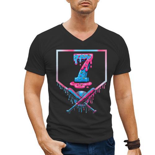 67 Six Seven Meme Baseball Ice Cream Drip 67 Gen Alpha Slang Men's V-Neck T-Shirt - Sportilla