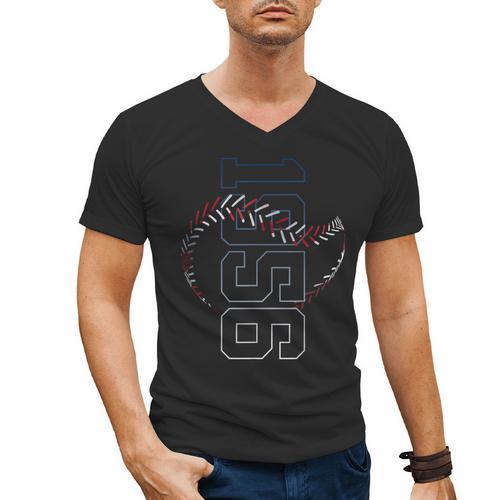 70 Years 1956 Baseball 70TH Birthday Men's V-Neck T-Shirt - Sportilla