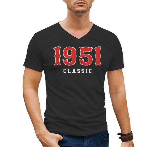 75 Year Old 1951 Classic Baseball Fan 75th Birthday Men's V-Neck T-Shirt - Sportilla