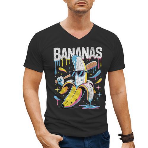 Banana Baseball Drip Kids Youth Boys Girls Sport Teens Men's V-Neck T-Shirt - Sportilla