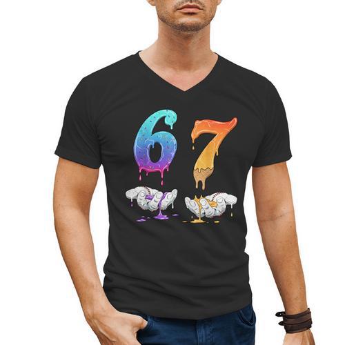 Baseball 67 Ice Cream Drip Six Seven Boys Meme Men's V-Neck T-Shirt - Sportilla