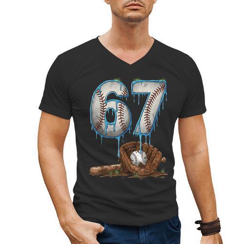 Baseball 67 Six Seven Meme 6-7 Drip Baseball Boys Men Men's V-Neck T-Shirt - Sportilla