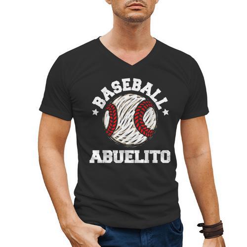Baseball Abuelito Distressed Vintage Grandpa Game Day Men's V-Neck T-Shirt - Sportilla