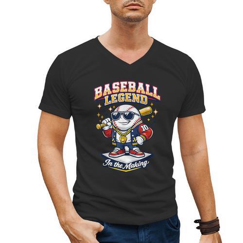 Baseball Cute Youth Ice Cream Valentine Day Sporty Fun Men's V-Neck T-Shirt - Sportilla