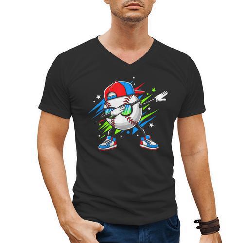 Baseball Dabbing Sports For Boys And Girls Game Day Men's V-Neck T-Shirt - Sportilla