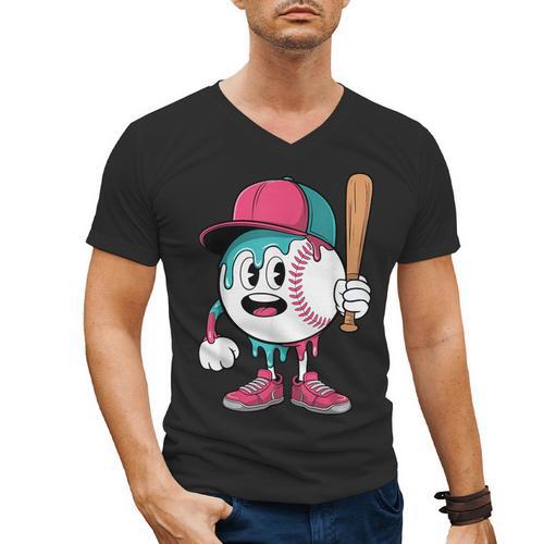 Baseball Drip Boys Ice Cream Youth Men's V-Neck T-Shirt - Sportilla