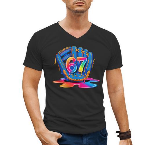 Baseball Drip Ice Cream 67 Lifestyle 101 Men's V-Neck T-Shirt - Sportilla