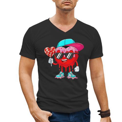 Baseball Drip Ice Cream Valentines Day Baseball Sport Boys Men's V-Neck T-Shirt - Sportilla