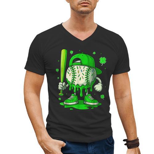 Baseball Drip Icecream Apparel Youth Boy St Patricks Day Men's V-Neck T-Shirt - Sportilla