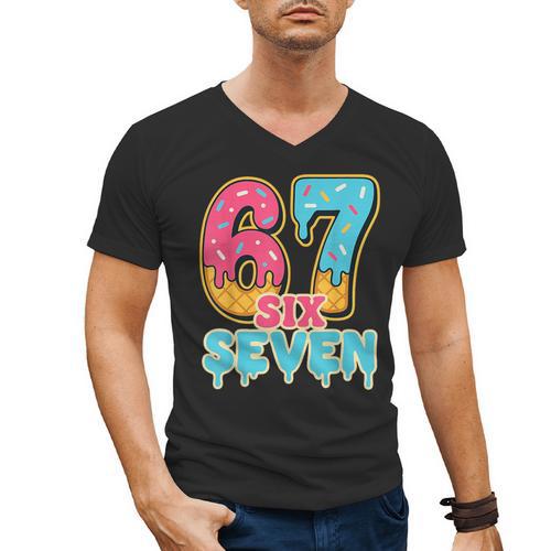 Baseball Drip Number 67 Player Trendy 6 7 Meme Men's V-Neck T-Shirt - Sportilla