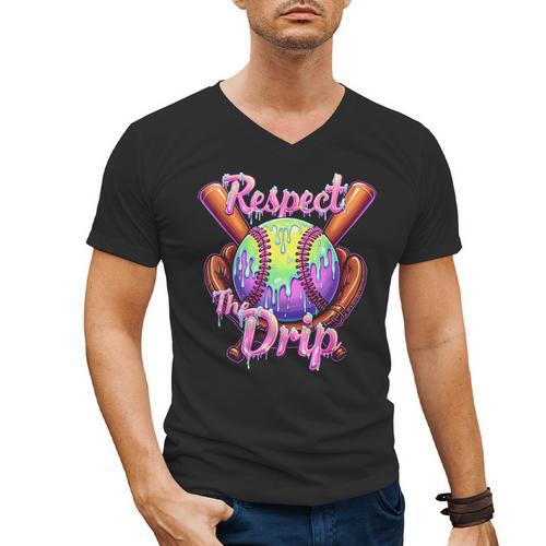 Baseball Drip Respect The Drip Purple Ice Cream Sprinkles Men's V-Neck T-Shirt - Sportilla