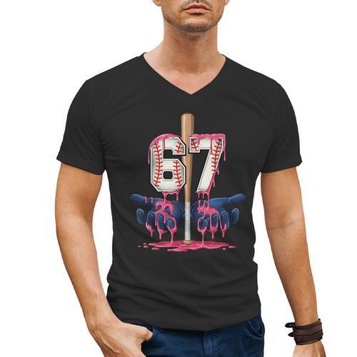 Baseball Drip Shirt Youth Baseball Glove Drip Ice Cream Men's V-Neck T-Shirt - Sportilla