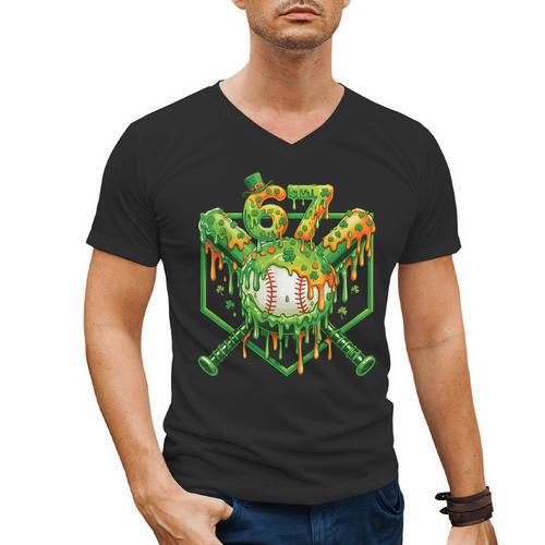 Baseball Drip St Patricks Day Boys Baseball St Patricks Day Men's V-Neck T-Shirt - Sportilla