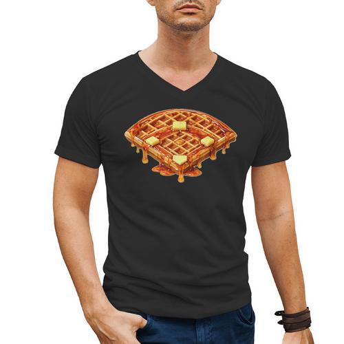Baseball Dripping Waffle Field Men's V-Neck T-Shirt - Sportilla