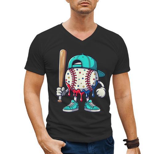 Baseball Drippy Style Apparel For Boys Youth Drip Baseball Men's V-Neck T-Shirt - Sportilla