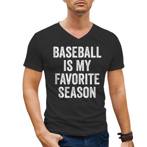 Baseball Is My Favorite Season Baseball Player Men's V-Neck T-Shirt - Sportilla