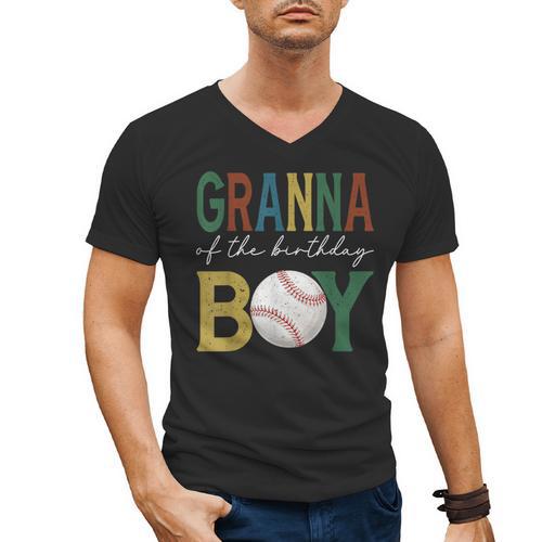 Baseball Granna Of The Birthday Boy Family Matching Men's V-Neck T-Shirt - Sportilla