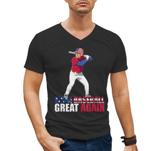 Make Baseball Great Again Donald Trump Baseball Men's V-Neck T-Shirt - Sportilla